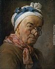Jean Baptiste Simeon Chardin Selfportrait with glasses painting